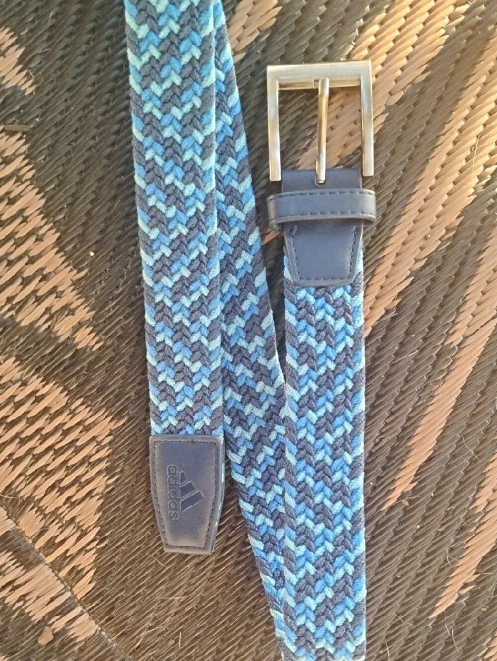 adidas Blue Braided Stretch Belt with Silver Buckle